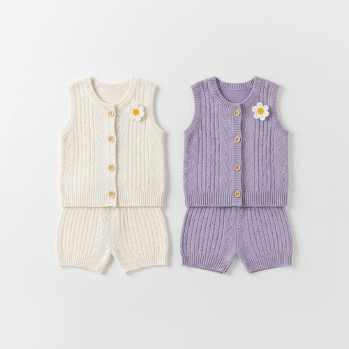 Baby girl knit summer set