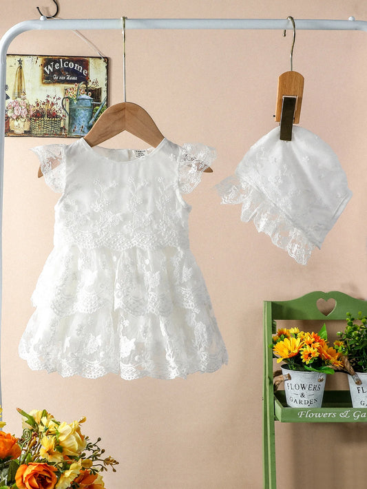 Newborn baby girl lace dress set