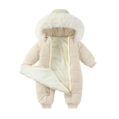 Newborn Autumn & Winter Bodysuit – Thick Plus Velvet Hooded Baby Jumpsuit (0–18M)