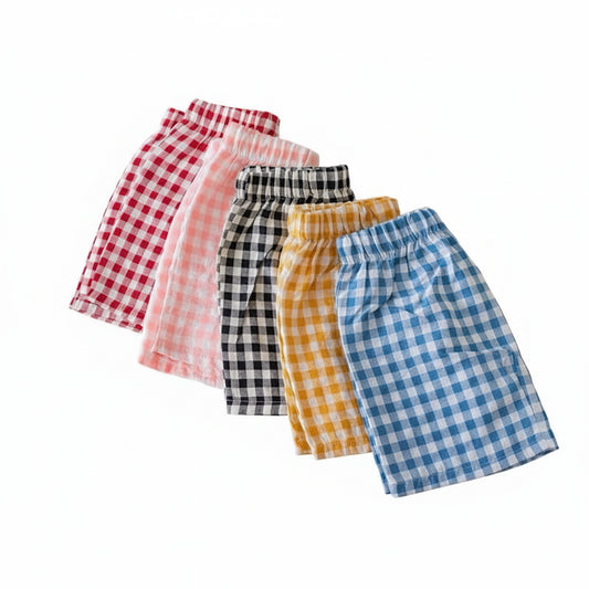 Kids plaid shorts lightweight casual summer pants