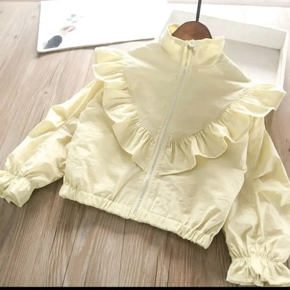 Girls’ ruffled collar blouse coat