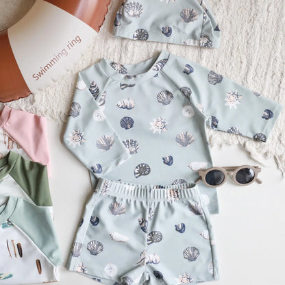 Summer baby boys swim set /  Cartoon print sun-proof 2-piece outfit