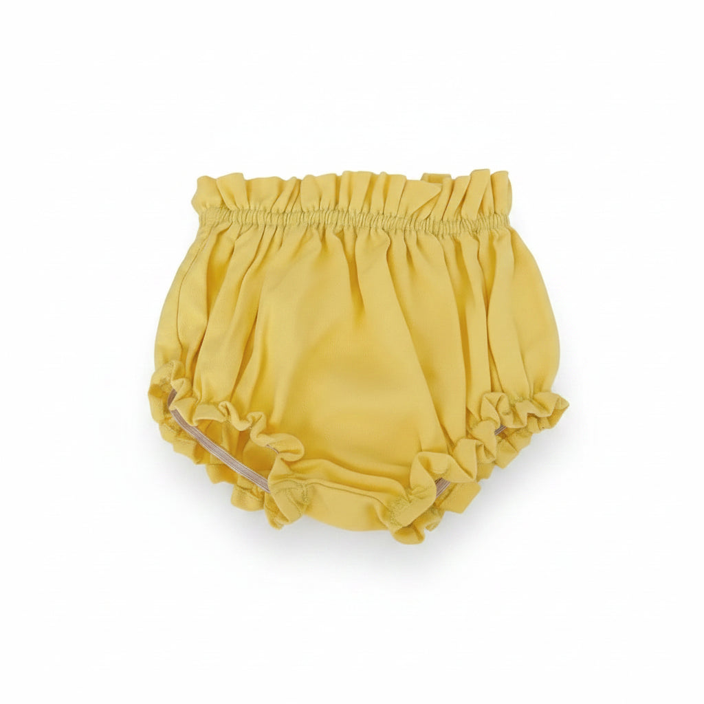 Baby girls cotton-linen bloomers / Frill diaper cover shorts
