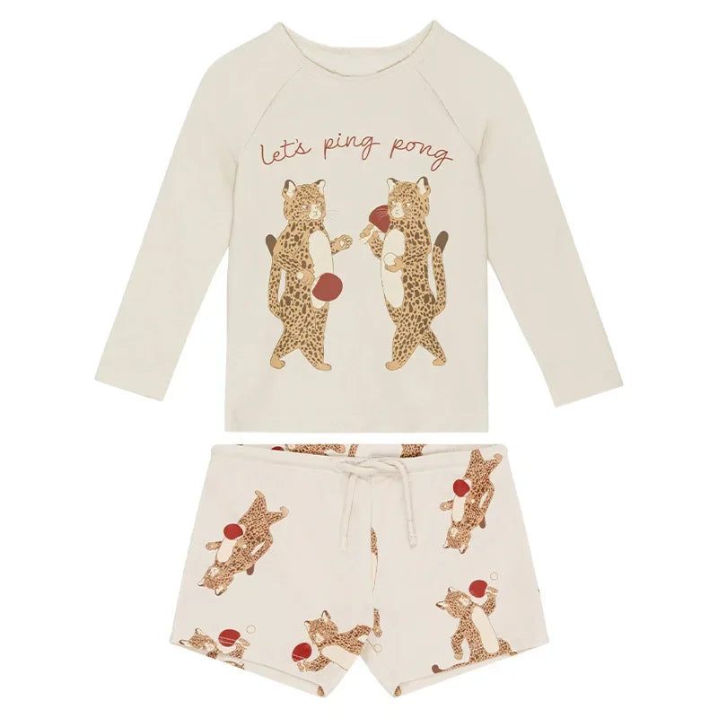 Dinosaur & Leopard Print quick-dry swimwear