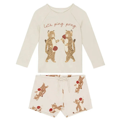 Dinosaur & Leopard Print quick-dry swimwear