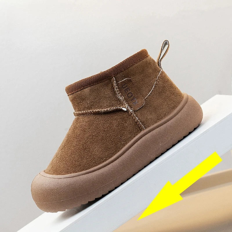 Winter Suede Snow Boots – Warm Plush Non-Slip Boots for Boys & Girls