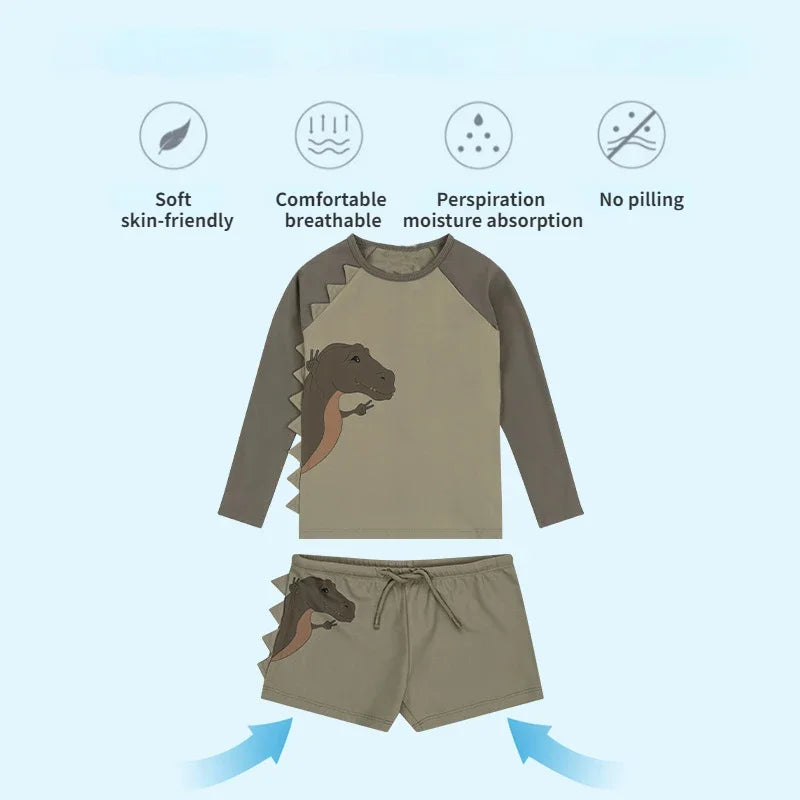 Dinosaur & Leopard Print quick-dry swimwear
