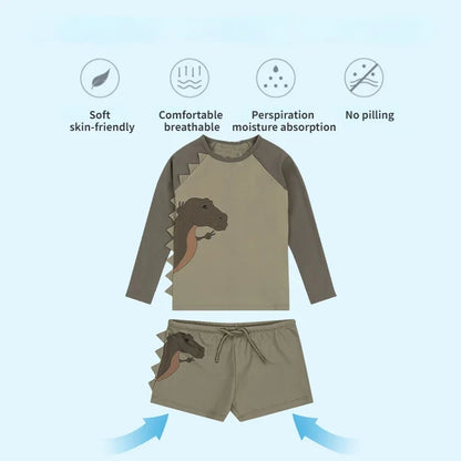 Dinosaur & Leopard Print quick-dry swimwear