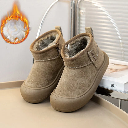 Winter Suede Snow Boots – Warm Plush Non-Slip Boots for Boys & Girls