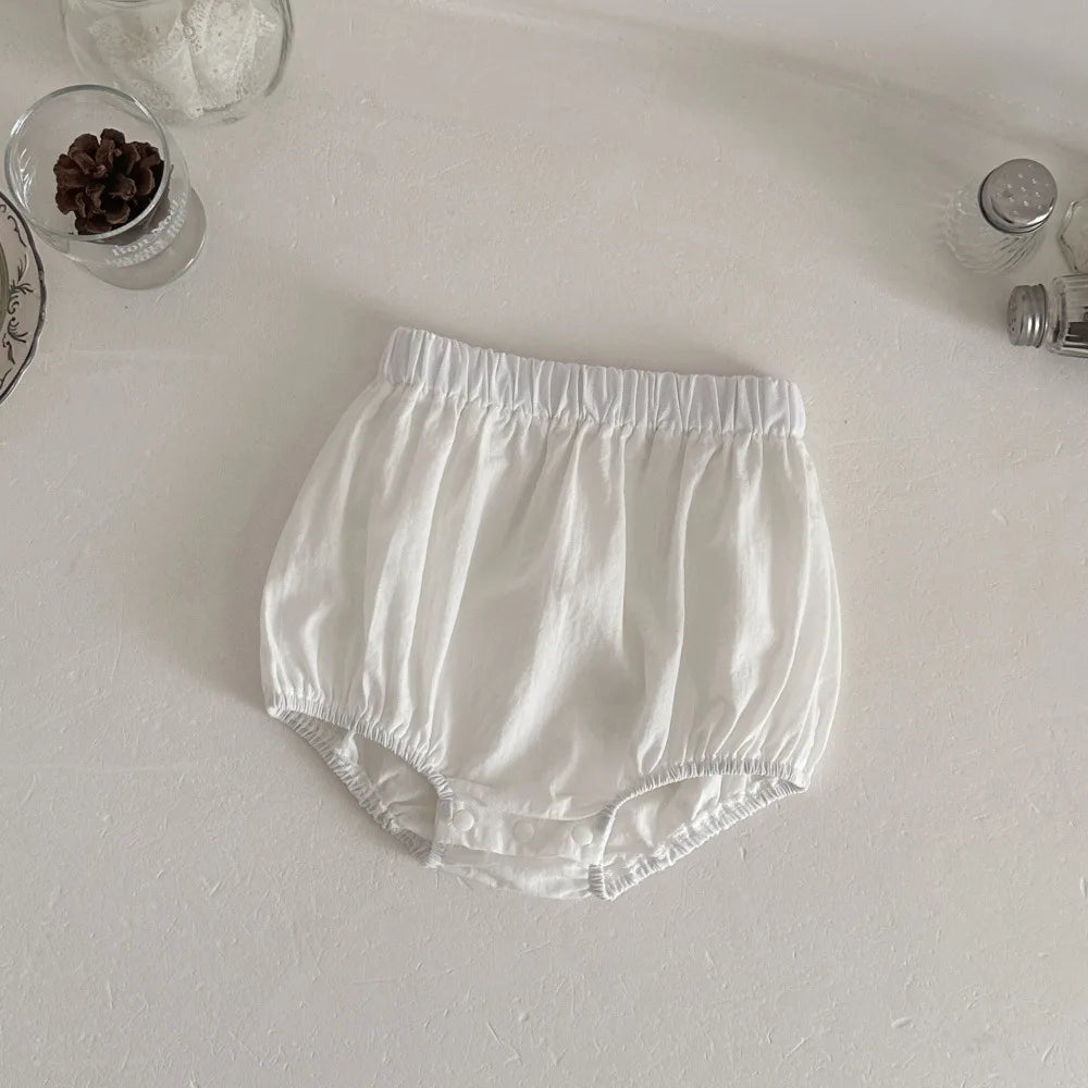 Embroidered strap top & white bloomers