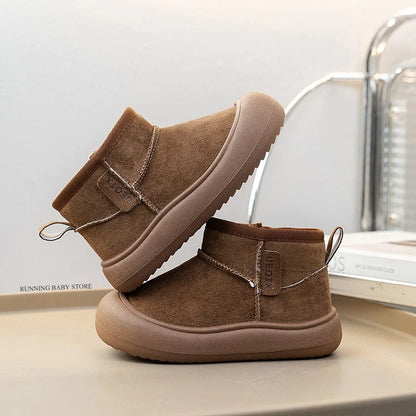 Winter Suede Snow Boots – Warm Plush Non-Slip Boots for Boys & Girls