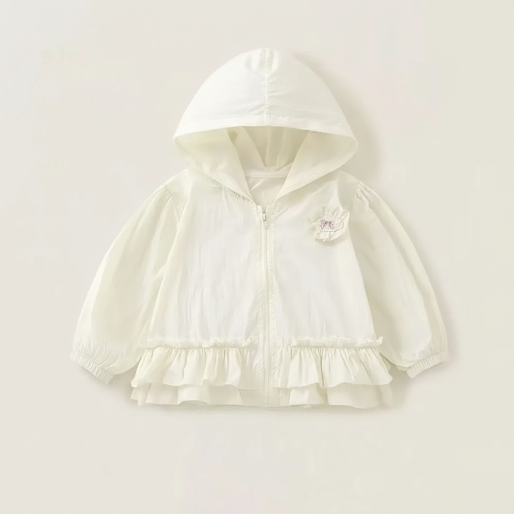 Summer girls lace jacket – lightweight hooded sunscreen coat
