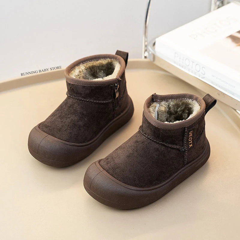 Winter Suede Snow Boots – Warm Plush Non-Slip Boots for Boys & Girls