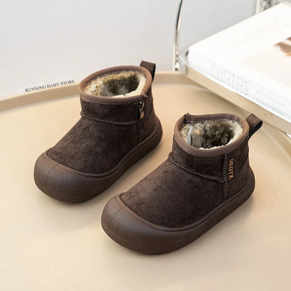 Winter Suede Snow Boots – Warm Plush Non-Slip Boots for Boys & Girls