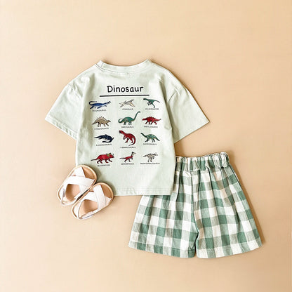 Dinosaur t-Shirt & checkered shorts