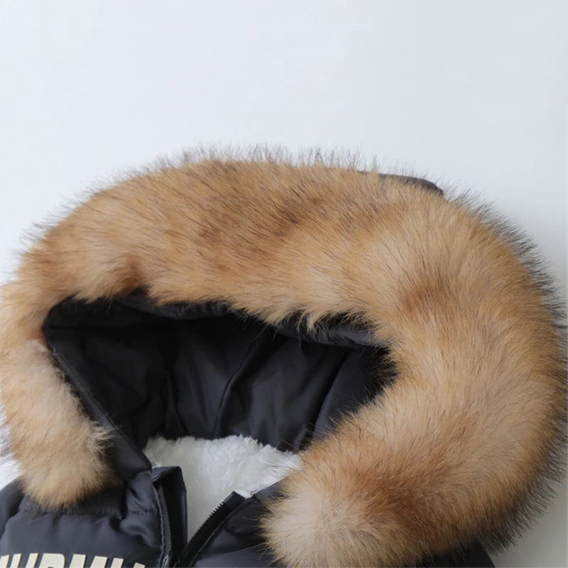 Winter Newborn Baby Jumpsuit – Thick Plus Velvet Hooded Snowsuit with Gloves