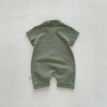 Short sleeve solid color jumpsuit