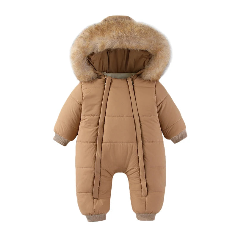 Newborn Autumn & Winter Bodysuit – Thick Plus Velvet Hooded Baby Jumpsuit (0–18M)
