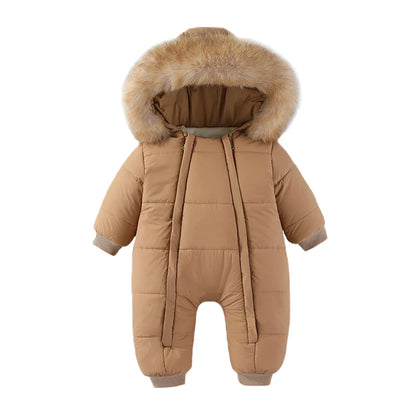 Newborn Autumn & Winter Bodysuit – Thick Plus Velvet Hooded Baby Jumpsuit (0–18M)