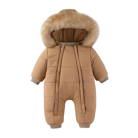 Newborn Autumn & Winter Bodysuit – Thick Plus Velvet Hooded Baby Jumpsuit (0–18M)
