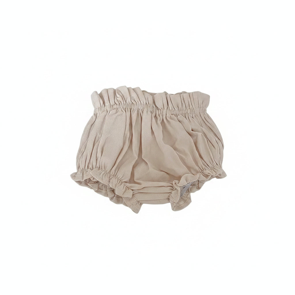 Baby girls cotton-linen bloomers / Frill diaper cover shorts