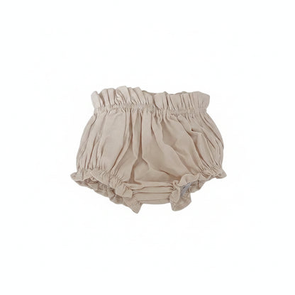 Baby girls cotton-linen bloomers / Frill diaper cover shorts