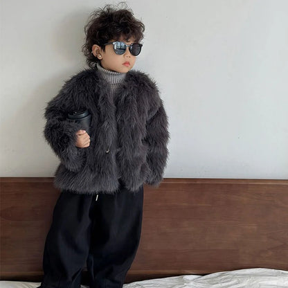 Girls Faux Fur Jacket – Cozy Winter Coat
