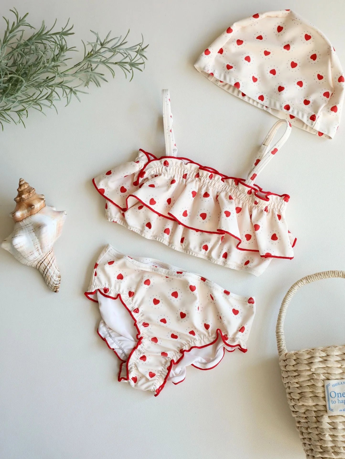 Girls heart print bikini set