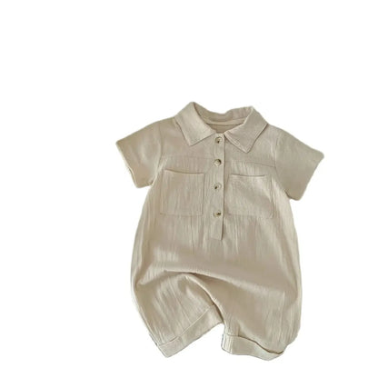 Short sleeve solid color jumpsuit