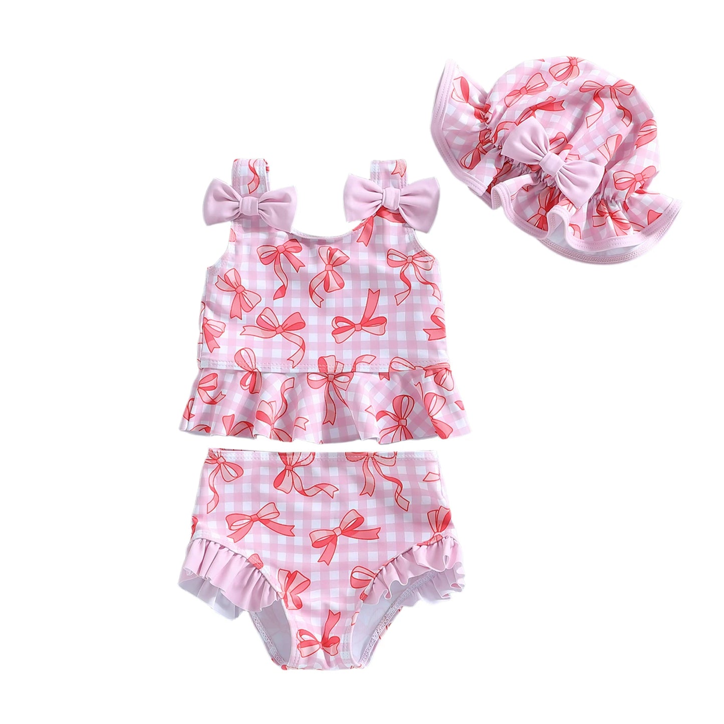 3-Piece bow swimwear with ruffle details