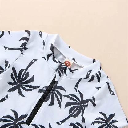 Cartoon tree print jumpsuit with hat