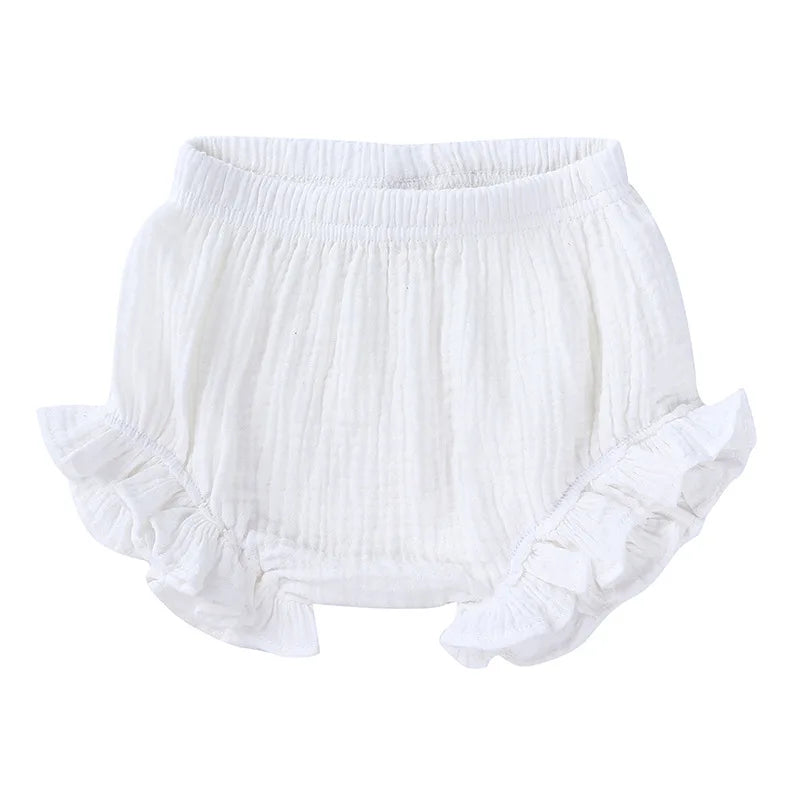 Cotton Ruffled Bloomers – Soft Crinkled Baby Shorts (6–24 Months)