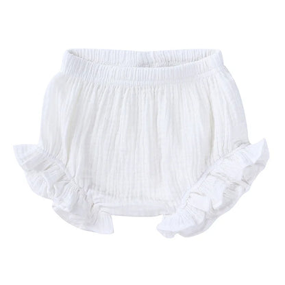 Cotton Ruffled Bloomers – Soft Crinkled Baby Shorts (6–24 Months)