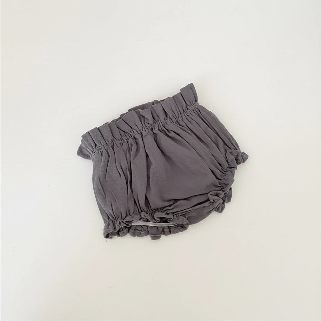 Baby girls cotton-linen bloomers / Frill diaper cover shorts