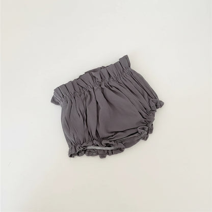 Baby girls cotton-linen bloomers / Frill diaper cover shorts