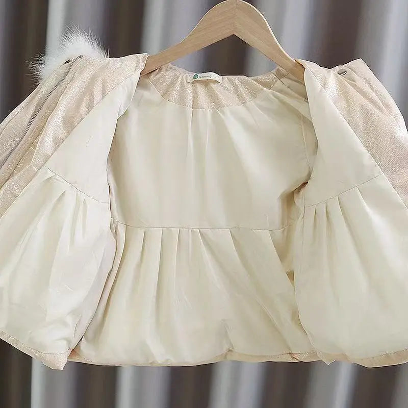 WinterJacket – Thick White Duck Coat with Waist-Cinched Design