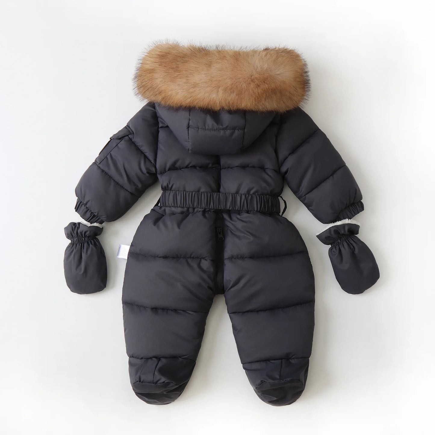 Winter Newborn Baby Jumpsuit – Thick Plus Velvet Hooded Snowsuit with Gloves