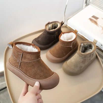 Winter Suede Snow Boots – Warm Plush Non-Slip Boots for Boys & Girls
