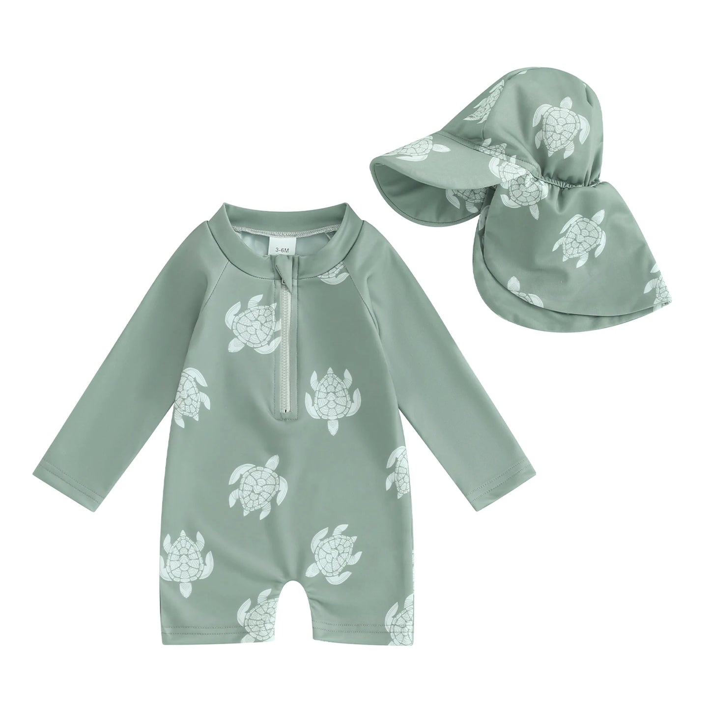 Kids swimwear set  Floral & Tropical zip-up swimsuit with hat