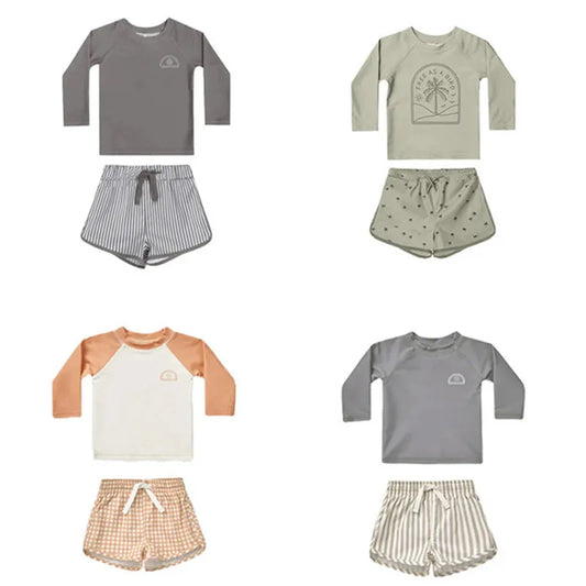 Long sleeve top & printed shorts